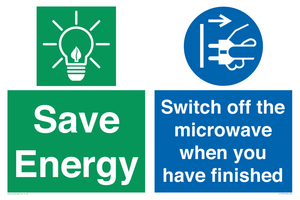 Save energy. Switch off the microwave when you have finished